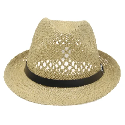 Simple Hollow Straw Hat For Dad - Image 5