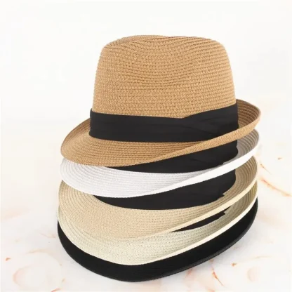 Black Band Straw Hat For Dad - Image 5