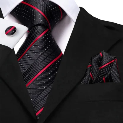 Printed Striped Shiny Tie For Dad - Image 2
