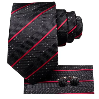 Printed Striped Shiny Tie For Dad - Image 5