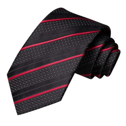 Printed Striped Shiny Tie For Dad - Image 3